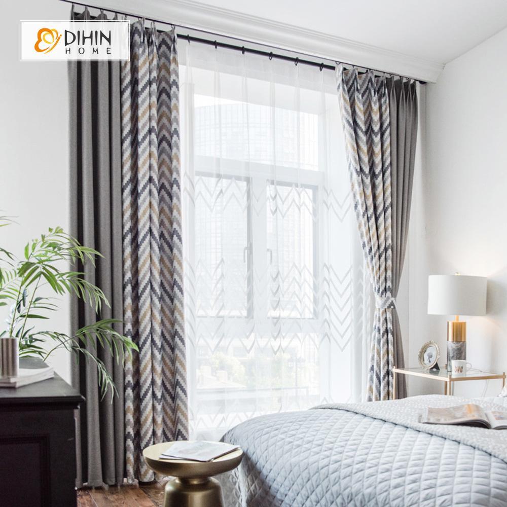 DIHIN HOME Dark Grey Wave Printed，Blackout Grommet Window Curtain for Living Room ,52x63-inch,1 Panel Roman Shades Curtains Window Blinds custom curtains blackout curtains curtains for living room sheer curtains curtain fabric linen curtains kitchen curtains velvet curtains pinch pleat curtains bay window curtains outdoor curtains pleated curtains floral curtains dining room curtains kitchen valances drapes for bedroom patio curtains nursery curtains grommet curtains