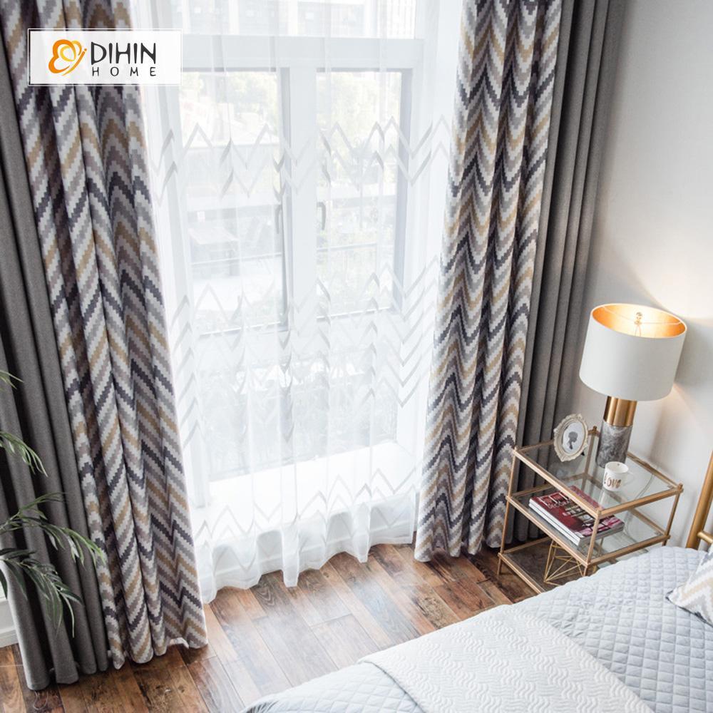 DIHIN HOME Dark Grey Wave Printed，Blackout Grommet Window Curtain for Living Room ,52x63-inch,1 Panel Roman Shades Curtains Window Blinds custom curtains blackout curtains curtains for living room sheer curtains curtain fabric linen curtains kitchen curtains velvet curtains pinch pleat curtains bay window curtains outdoor curtains pleated curtains floral curtains dining room curtains kitchen valances drapes for bedroom patio curtains nursery curtains grommet curtains