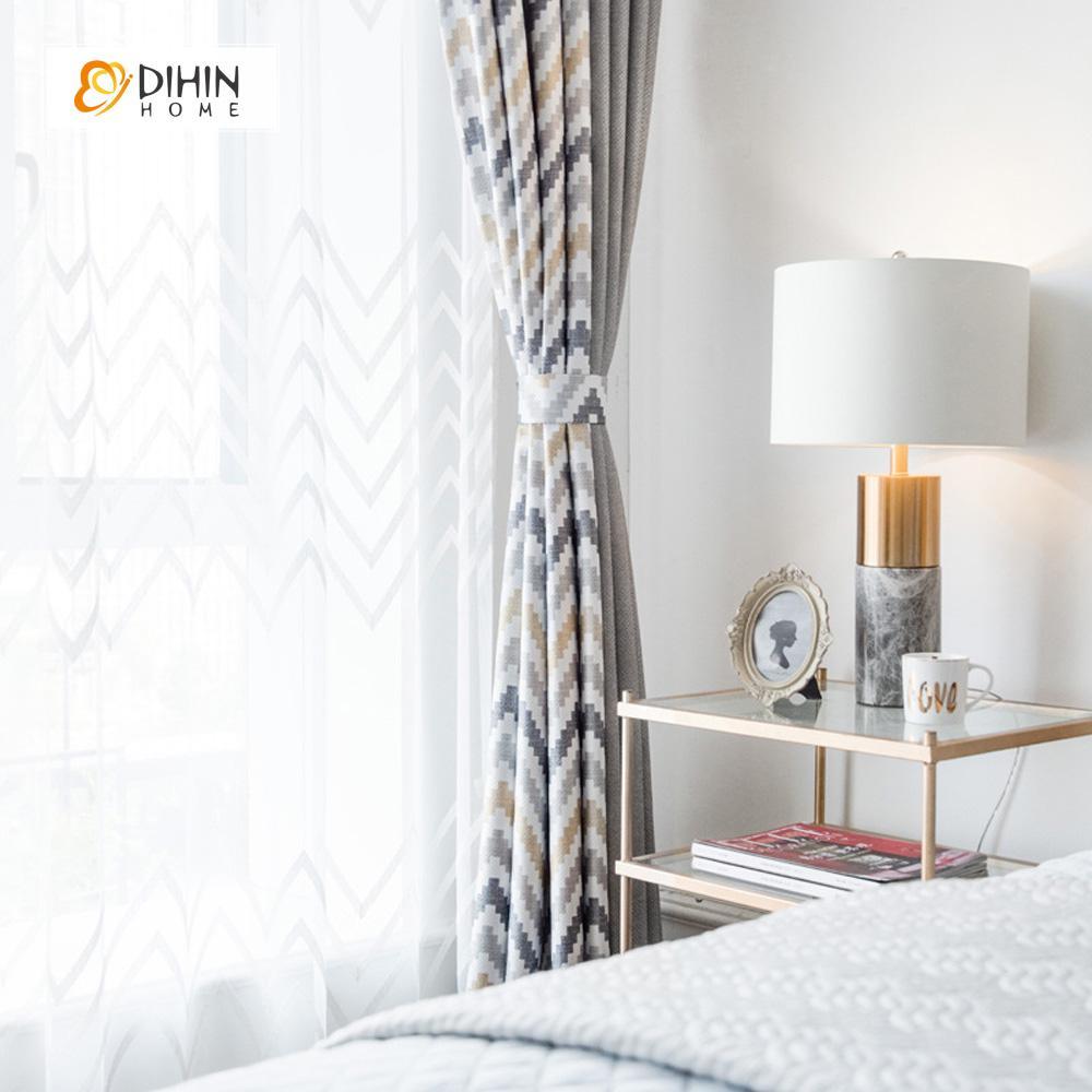DIHIN HOME Dark Grey Wave Printed，Blackout Grommet Window Curtain for Living Room ,52x63-inch,1 Panel Roman Shades Curtains Window Blinds custom curtains blackout curtains curtains for living room sheer curtains curtain fabric linen curtains kitchen curtains velvet curtains pinch pleat curtains bay window curtains outdoor curtains pleated curtains floral curtains dining room curtains kitchen valances drapes for bedroom patio curtains nursery curtains grommet curtains