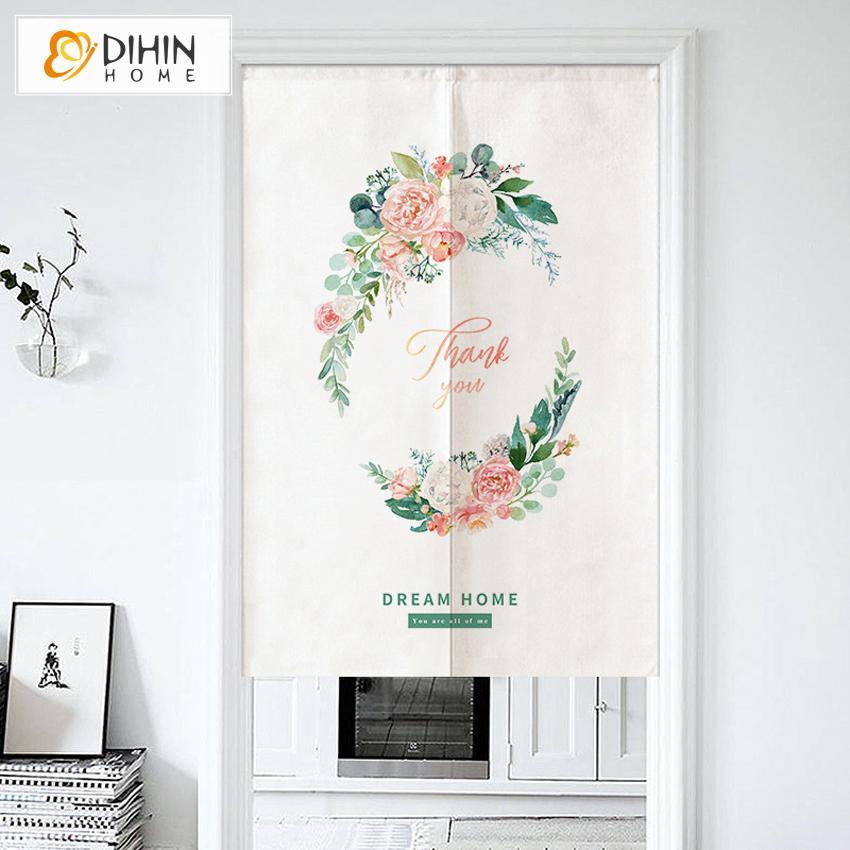 DIHIN HOME Dream Home With Triangle Printed Japanese Noren Doorway Curtain Tapestry,Cotton Linen,Door Way Curtain Door Hanging Tapestry,33.5''Wx59''L,1 Panel Roman Shades Window Curtains Curtains Window Blinds Curtains Drapes linen drapery curtains and drapes windows drapes custom curtains blackout curtains curtains for living room window shades sheer curtains curtain fabric window treatments custom drapery
