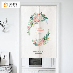 DIHIN HOME Dream Home With Triangle Printed Japanese Noren Doorway Curtain Tapestry,Cotton Linen,Door Way Curtain Door Hanging Tapestry,33.5''Wx59''L,1 Panel Roman Shades Window Curtains Curtains Window Blinds Curtains Drapes linen drapery curtains and drapes windows drapes custom curtains blackout curtains curtains for living room window shades sheer curtains curtain fabric window treatments custom drapery