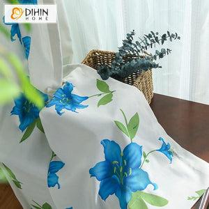 DIHIN HOME ELegant Blue Flowers Printed,Blackout Grommet Window Curtain for Living Room ,52x63-inch,1 Pane Roman Shades Curtains Window Blinds custom curtains blackout curtains curtains for living room sheer curtains curtain fabric linen curtains kitchen curtains velvet curtains pinch pleat curtains bay window curtains outdoor curtains pleated curtains floral curtains dining room curtains kitchen valances drapes for bedroom patio curtains nursery curtains grommet curtains