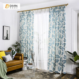 DIHIN HOME Elegant Blue Leaves Printed，Blackout Grommet Window Curtain for Living Room ,52x63-inch,1 Panel Roman Shades Curtains Window Blinds custom curtains blackout curtains curtains for living room sheer curtains curtain fabric linen curtains kitchen curtains velvet curtains pinch pleat curtains bay window curtains outdoor curtains pleated curtains floral curtains dining room curtains kitchen valances drapes for bedroom patio curtains nursery curtains grommet curtains