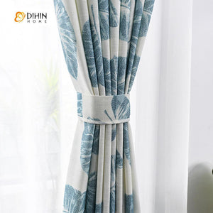 DIHIN HOME Elegant Blue Leaves Printed，Blackout Grommet Window Curtain for Living Room ,52x63-inch,1 Panel Roman Shades Curtains Window Blinds custom curtains blackout curtains curtains for living room sheer curtains curtain fabric linen curtains kitchen curtains velvet curtains pinch pleat curtains bay window curtains outdoor curtains pleated curtains floral curtains dining room curtains kitchen valances drapes for bedroom patio curtains nursery curtains grommet curtains