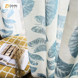 DIHIN HOME Elegant Blue Leaves Printed，Blackout Grommet Window Curtain for Living Room ,52x63-inch,1 Panel Roman Shades Curtains Window Blinds custom curtains blackout curtains curtains for living room sheer curtains curtain fabric linen curtains kitchen curtains velvet curtains pinch pleat curtains bay window curtains outdoor curtains pleated curtains floral curtains dining room curtains kitchen valances drapes for bedroom patio curtains nursery curtains grommet curtains