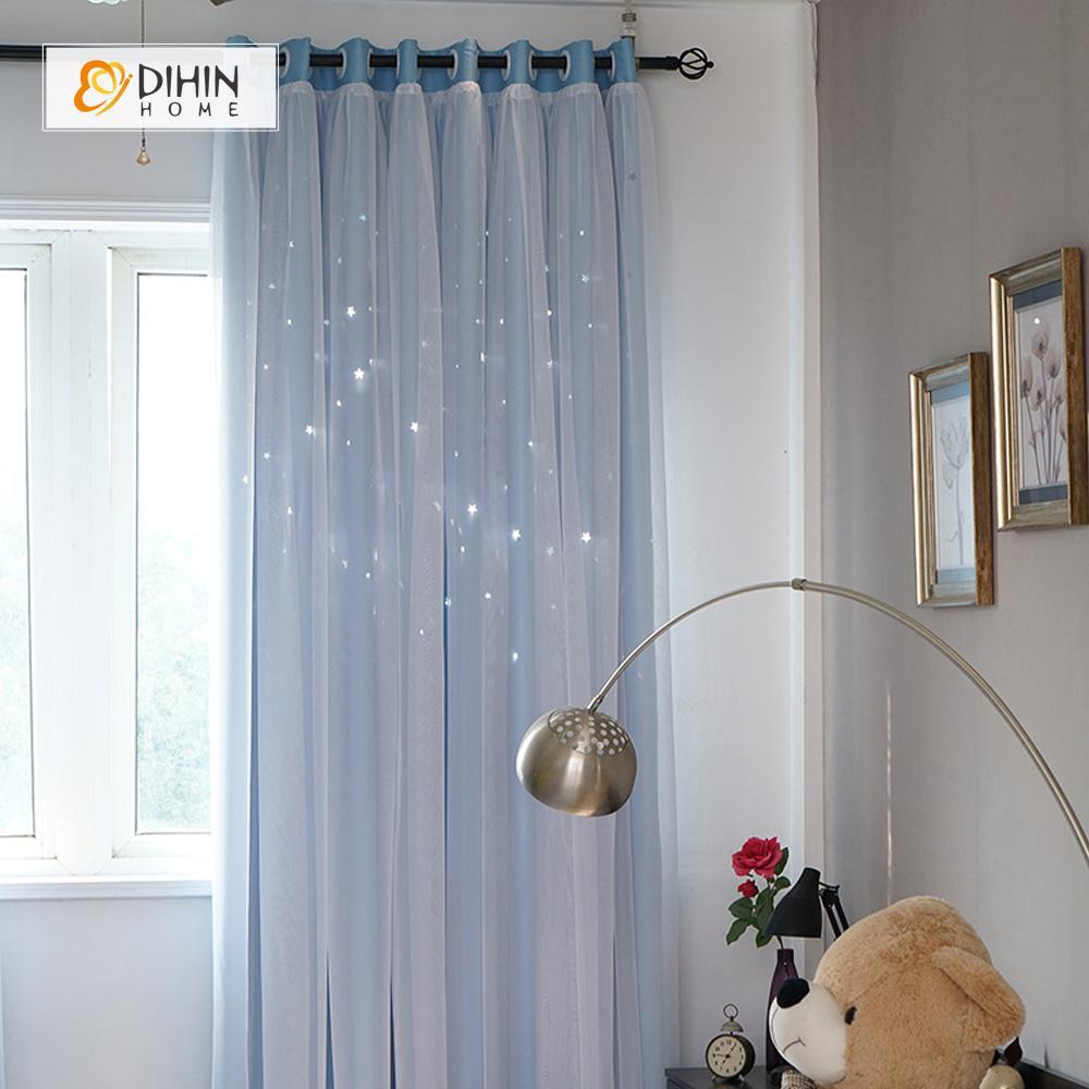 DIHIN HOME Elegant Bright Blue Printed，Blackout Grommet Window Curtain for Living Room ,52x63-inch,1 Panel Roman Shades Curtains Window Blinds custom curtains blackout curtains curtains for living room sheer curtains curtain fabric linen curtains kitchen curtains velvet curtains pinch pleat curtains bay window curtains outdoor curtains pleated curtains floral curtains dining room curtains kitchen valances drapes for bedroom patio curtains nursery curtains grommet curtains