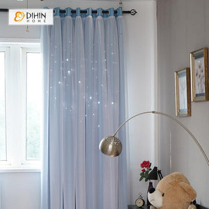 DIHIN HOME Elegant Bright Blue Printed，Blackout Grommet Window Curtain for Living Room ,52x63-inch,1 Panel Roman Shades Curtains Window Blinds custom curtains blackout curtains curtains for living room sheer curtains curtain fabric linen curtains kitchen curtains velvet curtains pinch pleat curtains bay window curtains outdoor curtains pleated curtains floral curtains dining room curtains kitchen valances drapes for bedroom patio curtains nursery curtains grommet curtains