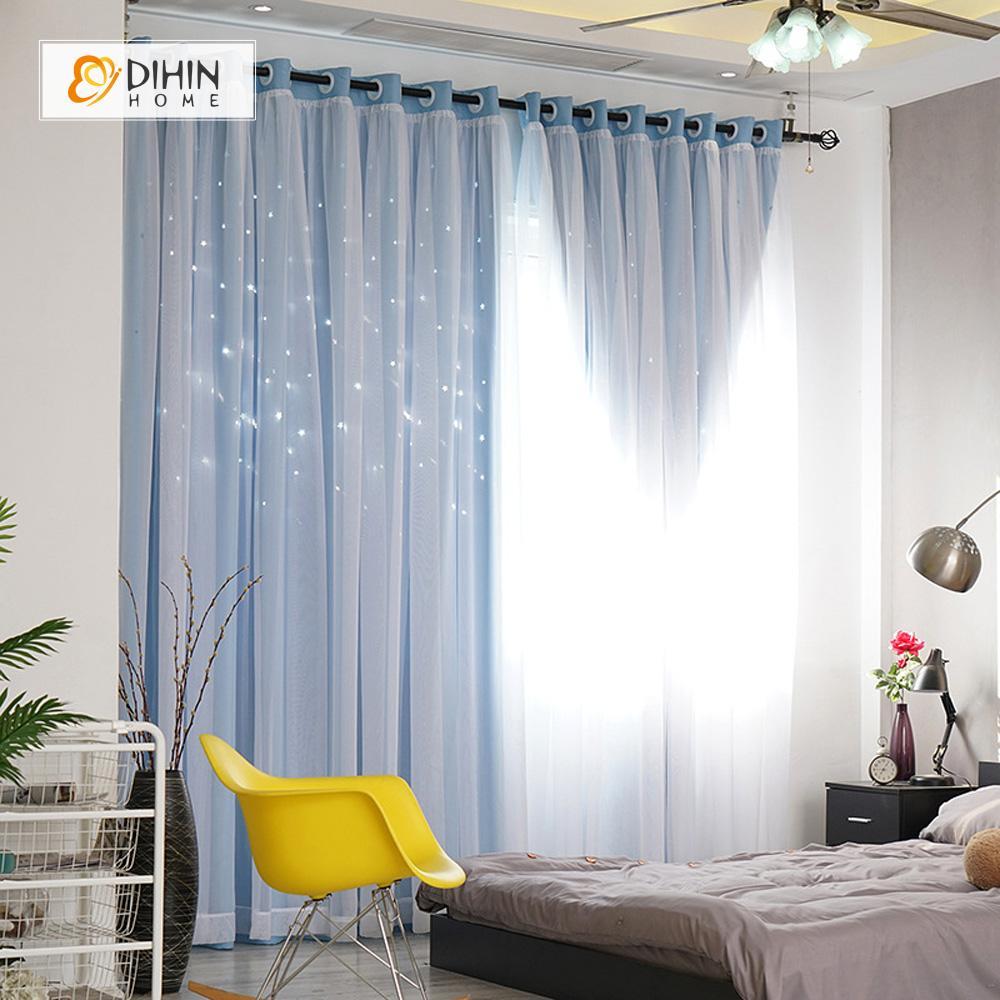 DIHIN HOME Elegant Bright Blue Printed，Blackout Grommet Window Curtain for Living Room ,52x63-inch,1 Panel Roman Shades Curtains Window Blinds custom curtains blackout curtains curtains for living room sheer curtains curtain fabric linen curtains kitchen curtains velvet curtains pinch pleat curtains bay window curtains outdoor curtains pleated curtains floral curtains dining room curtains kitchen valances drapes for bedroom patio curtains nursery curtains grommet curtains
