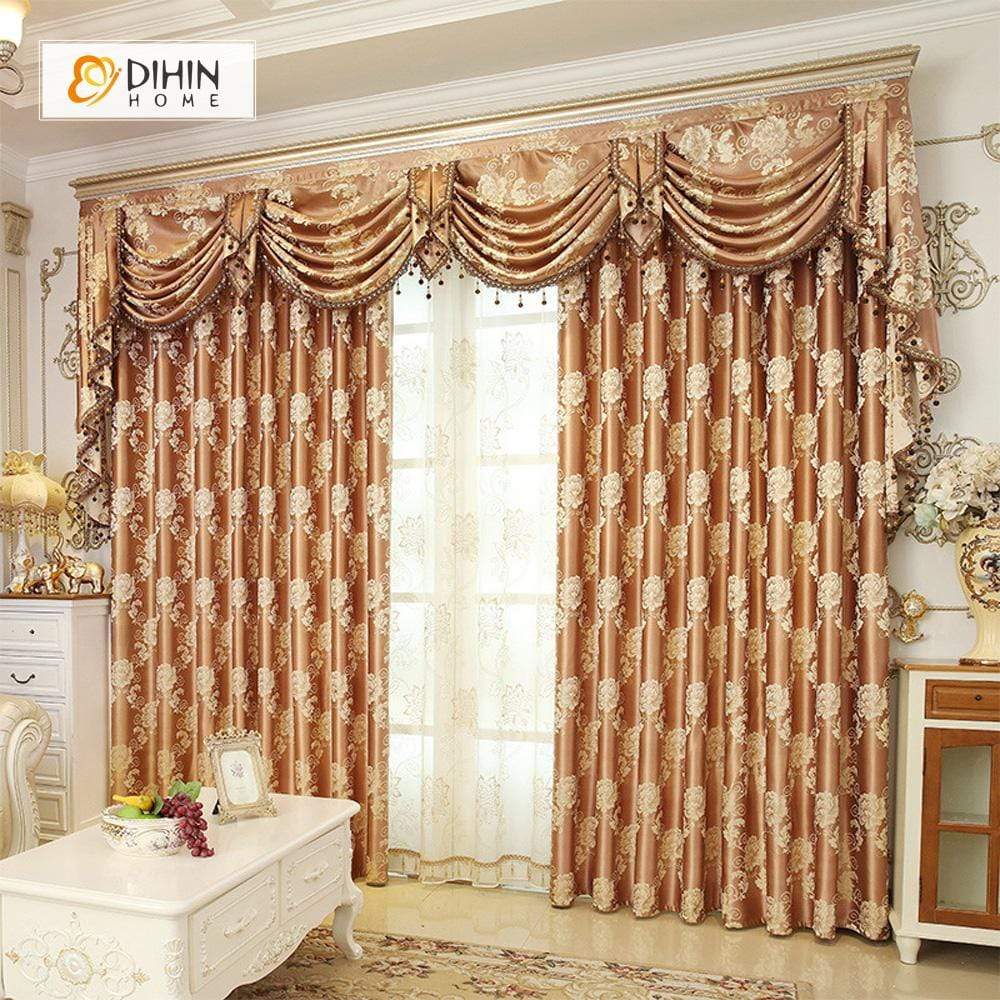 DIHIN HOME Elegant Embroidered Valance ,Blackout Curtains Grommet Window Curtain for Living Room ,52x84-inch,1 Panel Curtains custom curtains blackout curtains curtains for living room curtain fabric linen curtains
