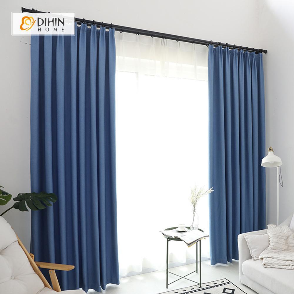 DIHIN HOME Elegant Solid Blue Printed，Blackout Grommet Window Curtain for Living Room ,52x63-inch,1 Panel Roman Shades Curtains Window Blinds custom curtains blackout curtains curtains for living room sheer curtains curtain fabric linen curtains kitchen curtains velvet curtains pinch pleat curtains bay window curtains outdoor curtains pleated curtains floral curtains dining room curtains kitchen valances drapes for bedroom patio curtains nursery curtains grommet curtains