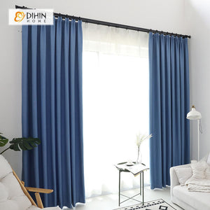 DIHIN HOME Elegant Solid Blue Printed，Blackout Grommet Window Curtain for Living Room ,52x63-inch,1 Panel Roman Shades Curtains Window Blinds custom curtains blackout curtains curtains for living room sheer curtains curtain fabric linen curtains kitchen curtains velvet curtains pinch pleat curtains bay window curtains outdoor curtains pleated curtains floral curtains dining room curtains kitchen valances drapes for bedroom patio curtains nursery curtains grommet curtains
