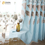 DIHIN HOME Embroidered Light Blue Curtains，Blackout Grommet Window Curtain for Living Room ,52x63-inch,1 Panel Roman Shades Curtains Window Blinds custom curtains blackout curtains curtains for living room sheer curtains curtain fabric linen curtains kitchen curtains velvet curtains pinch pleat curtains bay window curtains outdoor curtains pleated curtains floral curtains dining room curtains kitchen valances drapes for bedroom patio curtains nursery curtains grommet curtains