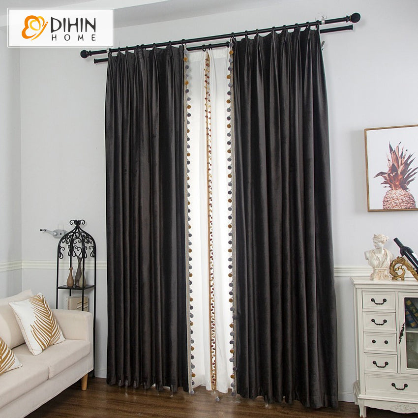 DIHIN HOME European Black Velvet Fabric,Blackout Grommet Window Curtain for Living Room ,52x63-inch,1 Panel Roman Shades Curtains Window Blinds custom curtains blackout curtains curtains for living room sheer curtains curtain fabric linen curtains kitchen curtains velvet curtains pinch pleat curtains bay window curtains outdoor curtains pleated curtains floral curtains dining room curtains kitchen valances drapes for bedroom patio curtains nursery curtains grommet curtains
