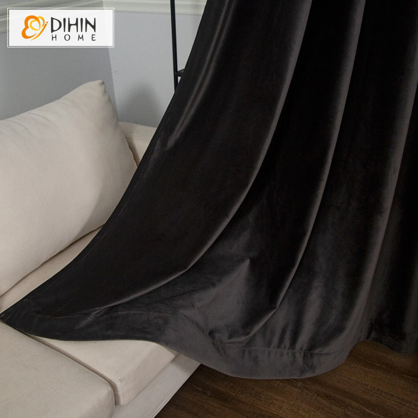 DIHIN HOME European Black Velvet Fabric,Blackout Grommet Window Curtain for Living Room ,52x63-inch,1 Panel Roman Shades Curtains Window Blinds custom curtains blackout curtains curtains for living room sheer curtains curtain fabric linen curtains kitchen curtains velvet curtains pinch pleat curtains bay window curtains outdoor curtains pleated curtains floral curtains dining room curtains kitchen valances drapes for bedroom patio curtains nursery curtains grommet curtains