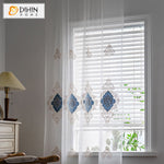 DIHIN HOME European Blue Embroidered Sheer Curtain, Grommet Window Curtain for Living Room ,52x63-inch,1 Panel Roman Shades Curtains Window Blinds custom curtains blackout curtains curtains for living room sheer curtains curtain fabric linen curtains kitchen curtains velvet curtains pinch pleat curtains bay window curtains outdoor curtains pleated curtains floral curtains dining room curtains kitchen valances drapes for bedroom patio curtains nursery curtains grommet curtains