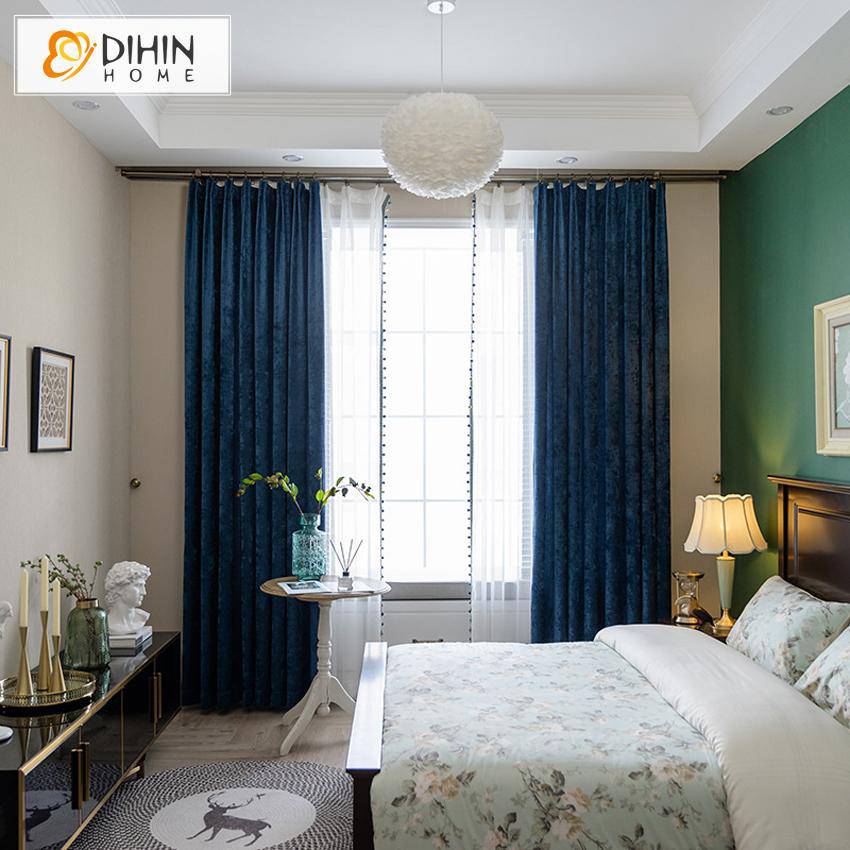 DIHIN HOME European Blue Velvet Curtains,Blackout Grommet Window Curtain for Living Room ,52x63-inch,1 Panel Roman Shades Curtains Window Blinds custom curtains blackout curtains curtains for living room sheer curtains curtain fabric linen curtains kitchen curtains velvet curtains pinch pleat curtains bay window curtains outdoor curtains pleated curtains floral curtains dining room curtains kitchen valances drapes for bedroom patio curtains nursery curtains grommet curtains