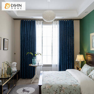 DIHIN HOME European Blue Velvet Curtains,Blackout Grommet Window Curtain for Living Room ,52x63-inch,1 Panel Roman Shades Curtains Window Blinds custom curtains blackout curtains curtains for living room sheer curtains curtain fabric linen curtains kitchen curtains velvet curtains pinch pleat curtains bay window curtains outdoor curtains pleated curtains floral curtains dining room curtains kitchen valances drapes for bedroom patio curtains nursery curtains grommet curtains