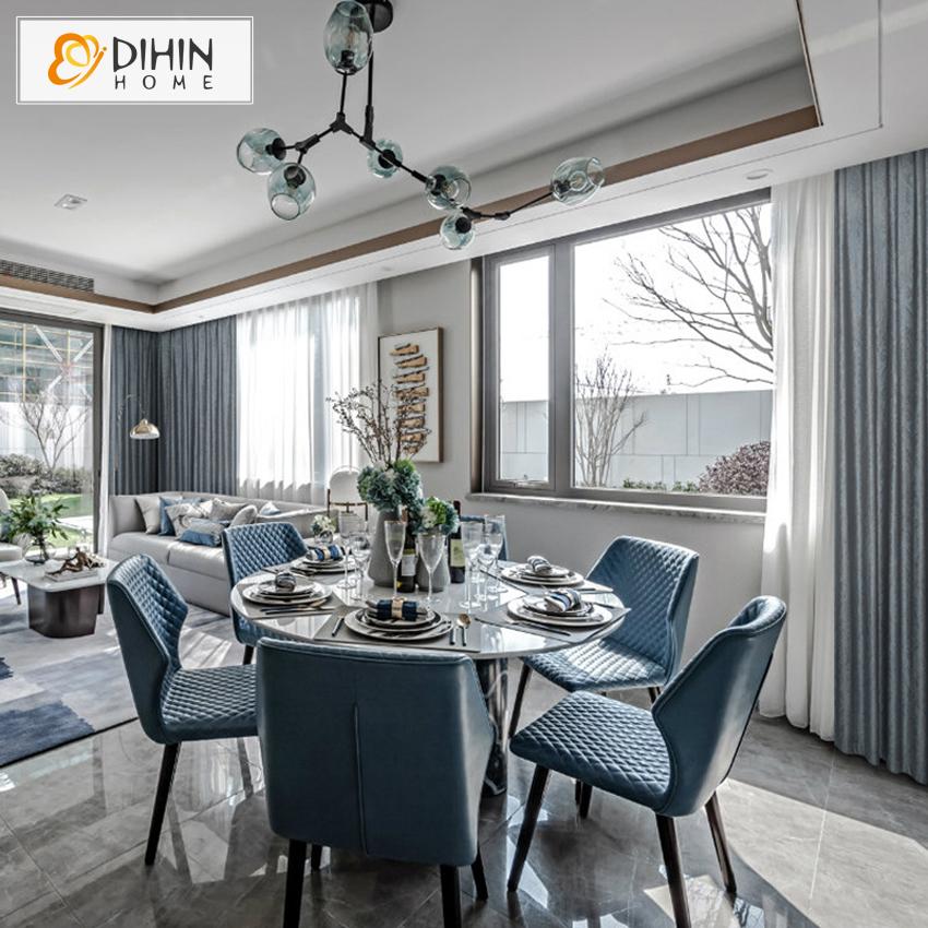 DIHIN HOME European Brief Jacquard Customized Curtains,Blackout Grommet Window Curtain for Living Room ,52x63-inch,1 Panel Curtains custom curtains blackout curtains curtains for living room curtain fabric linen curtains