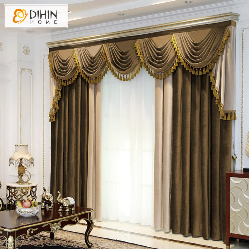 DIHIN HOME European Coffee Color Velvet Luxurious Valance,Blackout Curtains Grommet Window Curtain for Living Room,1 Panel Roman Shades Curtains Window Blinds custom curtains blackout curtains curtains for living room sheer curtains curtain fabric linen curtains kitchen curtains velvet curtains pinch pleat curtains bay window curtains outdoor curtains pleated curtains floral curtains dining room curtains kitchen valances drapes for bedroom patio curtains nursery curtains grommet curtains