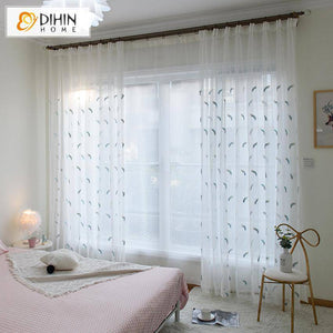 DIHIN HOME European Colorful Embroidered Feather Sheer Curtain, Grommet Window Curtain for Living Room ,52x63-inch,1 Panel Roman Shades Curtains Window Blinds custom curtains blackout curtains curtains for living room sheer curtains curtain fabric linen curtains kitchen curtains velvet curtains pinch pleat curtains bay window curtains outdoor curtains pleated curtains floral curtains dining room curtains kitchen valances drapes for bedroom patio curtains nursery curtains grommet curtains