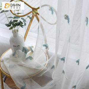 DIHIN HOME European Colorful Embroidered Feather Sheer Curtain, Grommet Window Curtain for Living Room ,52x63-inch,1 Panel Roman Shades Curtains Window Blinds custom curtains blackout curtains curtains for living room sheer curtains curtain fabric linen curtains kitchen curtains velvet curtains pinch pleat curtains bay window curtains outdoor curtains pleated curtains floral curtains dining room curtains kitchen valances drapes for bedroom patio curtains nursery curtains grommet curtains