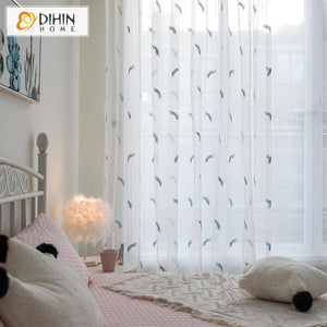 DIHIN HOME European Colorful Embroidered Feather Sheer Curtain, Grommet Window Curtain for Living Room ,52x63-inch,1 Panel Roman Shades Curtains Window Blinds custom curtains blackout curtains curtains for living room sheer curtains curtain fabric linen curtains kitchen curtains velvet curtains pinch pleat curtains bay window curtains outdoor curtains pleated curtains floral curtains dining room curtains kitchen valances drapes for bedroom patio curtains nursery curtains grommet curtains