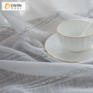 DIHIN HOME European Cotton Linen Geometric Embroidered Sheer Curtain,Grommet Window Curtain for Living Room ,52x63-inch,1 Panel Roman Shades Curtains Window Blinds custom curtains blackout curtains curtains for living room sheer curtains curtain fabric linen curtains kitchen curtains velvet curtains pinch pleat curtains bay window curtains outdoor curtains pleated curtains floral curtains dining room curtains kitchen valances drapes for bedroom patio curtains nursery curtains grommet curtains