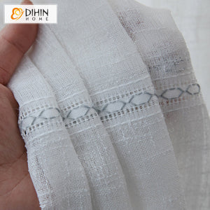 DIHIN HOME European Cotton Linen Geometric Embroidered Sheer Curtain,Grommet Window Curtain for Living Room ,52x63-inch,1 Panel Roman Shades Curtains Window Blinds custom curtains blackout curtains curtains for living room sheer curtains curtain fabric linen curtains kitchen curtains velvet curtains pinch pleat curtains bay window curtains outdoor curtains pleated curtains floral curtains dining room curtains kitchen valances drapes for bedroom patio curtains nursery curtains grommet curtains