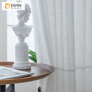 DIHIN HOME European Cotton Linen Geometric Embroidered Sheer Curtain,Grommet Window Curtain for Living Room ,52x63-inch,1 Panel Roman Shades Curtains Window Blinds custom curtains blackout curtains curtains for living room sheer curtains curtain fabric linen curtains kitchen curtains velvet curtains pinch pleat curtains bay window curtains outdoor curtains pleated curtains floral curtains dining room curtains kitchen valances drapes for bedroom patio curtains nursery curtains grommet curtains