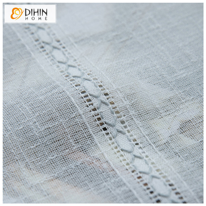 DIHIN HOME European Cotton Linen Geometric Embroidered Sheer Curtain,Grommet Window Curtain for Living Room ,52x63-inch,1 Panel Roman Shades Curtains Window Blinds custom curtains blackout curtains curtains for living room sheer curtains curtain fabric linen curtains kitchen curtains velvet curtains pinch pleat curtains bay window curtains outdoor curtains pleated curtains floral curtains dining room curtains kitchen valances drapes for bedroom patio curtains nursery curtains grommet curtains