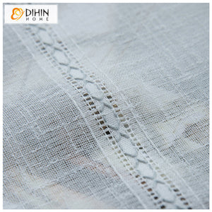 DIHIN HOME European Cotton Linen Geometric Embroidered Sheer Curtain,Grommet Window Curtain for Living Room ,52x63-inch,1 Panel Roman Shades Curtains Window Blinds custom curtains blackout curtains curtains for living room sheer curtains curtain fabric linen curtains kitchen curtains velvet curtains pinch pleat curtains bay window curtains outdoor curtains pleated curtains floral curtains dining room curtains kitchen valances drapes for bedroom patio curtains nursery curtains grommet curtains