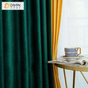 DIHIN HOME European Dark Green and Yellow Color Velvet Fabric Customized Valance ,Blackout Curtains Grommet Window Curtain for Living Room ,52x84-inch,1 Panel Roman Shades Curtains Window Blinds custom curtains blackout curtains curtains for living room sheer curtains curtain fabric linen curtains kitchen curtains velvet curtains pinch pleat curtains bay window curtains outdoor curtains pleated curtains floral curtains dining room curtains kitchen valances drapes for bedroom patio curtains nursery curtains 