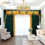 DIHIN HOME European Dark Green and Yellow Color Velvet Fabric Customized Valance ,Blackout Curtains Grommet Window Curtain for Living Room ,52x84-inch,1 Panel Roman Shades Curtains Window Blinds custom curtains blackout curtains curtains for living room sheer curtains curtain fabric linen curtains kitchen curtains velvet curtains pinch pleat curtains bay window curtains outdoor curtains pleated curtains floral curtains dining room curtains kitchen valances drapes for bedroom patio curtains nursery curtains 