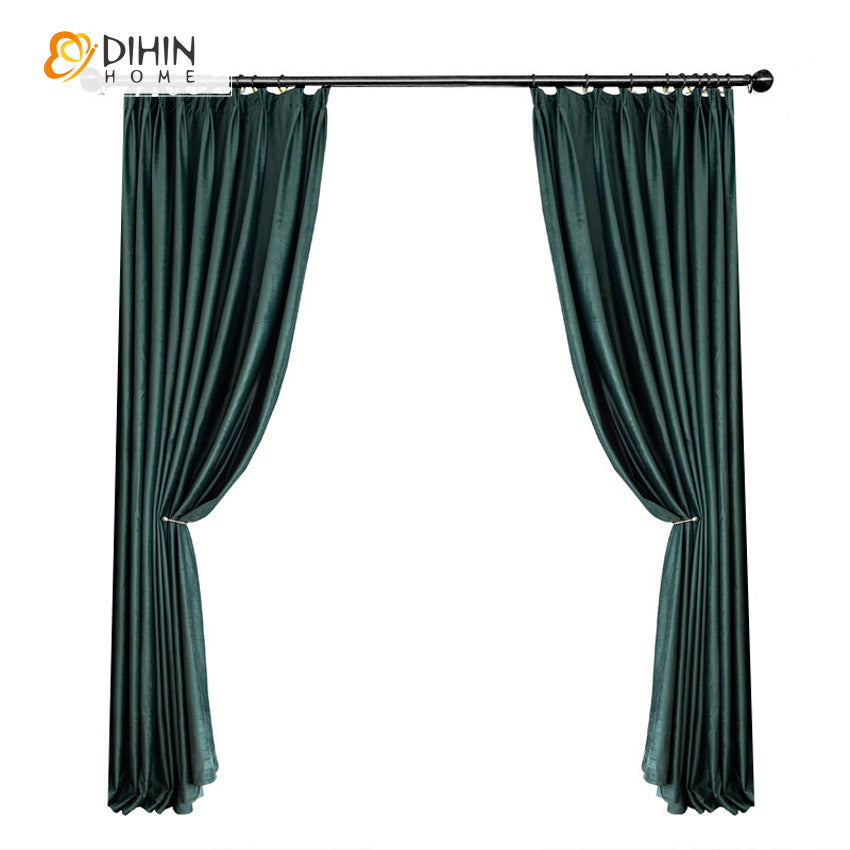 DIHIN HOME European Dark Green Color Velvet Fabric,Blackout Grommet Window Curtain for Living Room ,52x63-inch,1 Panel Roman Shades Curtains Window Blinds custom curtains blackout curtains curtains for living room sheer curtains curtain fabric linen curtains kitchen curtains velvet curtains pinch pleat curtains bay window curtains outdoor curtains pleated curtains floral curtains dining room curtains kitchen valances drapes for bedroom patio curtains nursery curtains grommet curtains