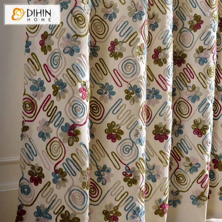 DIHIN HOME European Embroidered Curtain,Blackout Grommet Window Curtain for Living Room ,52x63-inch,1 Panel Roman Shades Curtains Window Blinds custom curtains blackout curtains curtains for living room sheer curtains curtain fabric linen curtains kitchen curtains velvet curtains pinch pleat curtains bay window curtains outdoor curtains pleated curtains floral curtains dining room curtains kitchen valances drapes for bedroom patio curtains nursery curtains grommet curtains