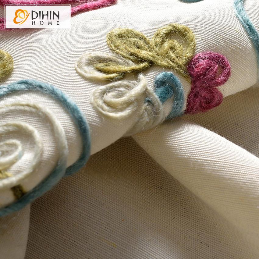 DIHIN HOME European Embroidered Curtain,Blackout Grommet Window Curtain for Living Room ,52x63-inch,1 Panel Roman Shades Curtains Window Blinds custom curtains blackout curtains curtains for living room sheer curtains curtain fabric linen curtains kitchen curtains velvet curtains pinch pleat curtains bay window curtains outdoor curtains pleated curtains floral curtains dining room curtains kitchen valances drapes for bedroom patio curtains nursery curtains grommet curtains