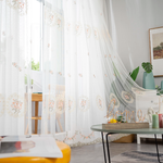 DIHIN HOME European Flowers Embroidered Sheer Curtain, Grommet Window Curtain for Living Room ,52x63-inch,1 Panel Roman Shades Curtains Window Blinds custom curtains blackout curtains curtains for living room sheer curtains curtain fabric linen curtains kitchen curtains velvet curtains pinch pleat curtains bay window curtains outdoor curtains pleated curtains floral curtains dining room curtains kitchen valances drapes for bedroom patio curtains nursery curtains grommet curtains