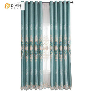 DIHIN HOME European Green Color Embroidered Curtains,Blackout Grommet Window Curtain for Living Room ,52x84-inch,1 Panel Roman Shades Curtains Window Blinds custom curtains blackout curtains curtains for living room sheer curtains curtain fabric linen curtains kitchen curtains velvet curtains pinch pleat curtains bay window curtains outdoor curtains pleated curtains floral curtains dining room curtains kitchen valances drapes for bedroom patio curtains nursery curtains grommet curtains