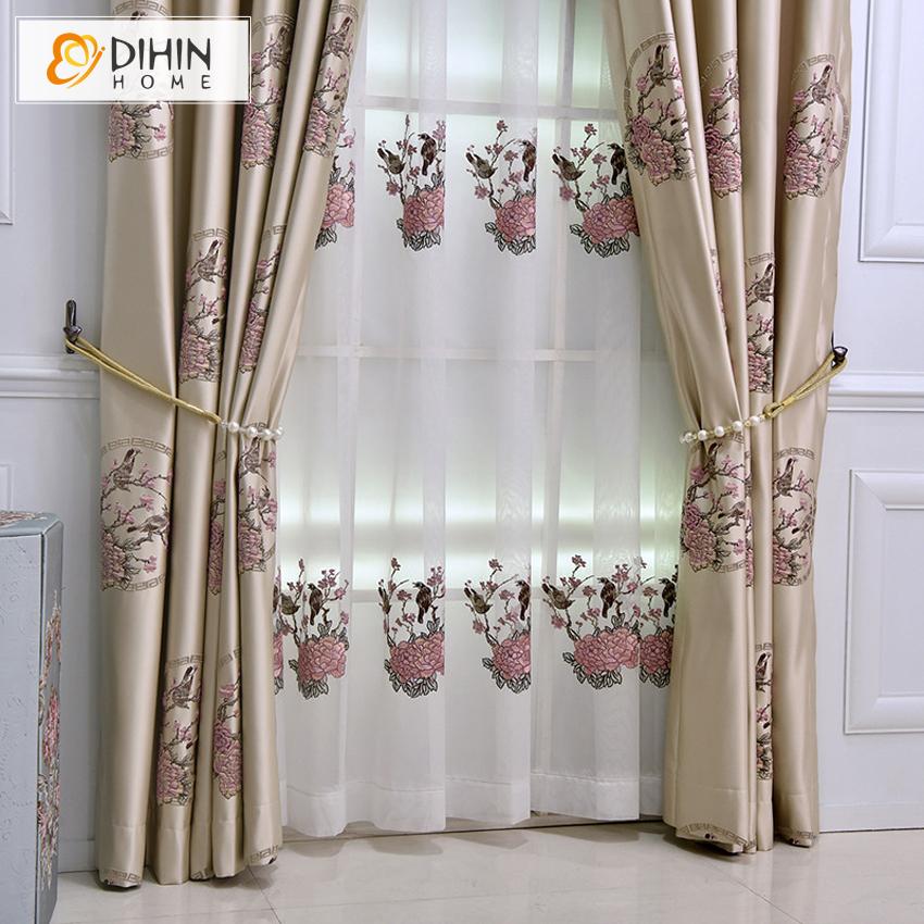 DIHIN HOME European High Precision Embroidered Curtain High Quality Valance ,Blackout Curtains Grommet Window Curtain for Living Room ,52x84-inch,1 Panel Roman Shades Window Curtains Curtains Window Blinds Curtains Drapes linen drapery curtains and drapes windows drapes custom curtains blackout curtains curtains for living room window shades sheer curtains curtain fabric window treatments custom drapery