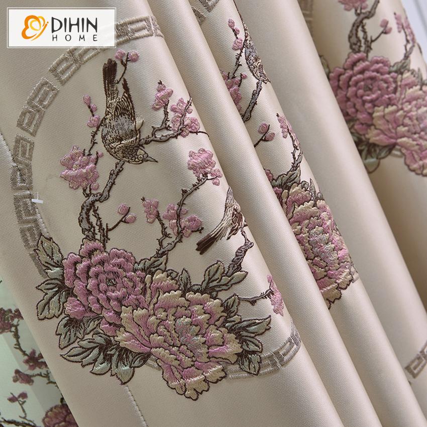 DIHIN HOME European High Precision Embroidered Curtain High Quality Valance ,Blackout Curtains Grommet Window Curtain for Living Room ,52x84-inch,1 Panel Roman Shades Window Curtains Curtains Window Blinds Curtains Drapes linen drapery curtains and drapes windows drapes custom curtains blackout curtains curtains for living room window shades sheer curtains curtain fabric window treatments custom drapery
