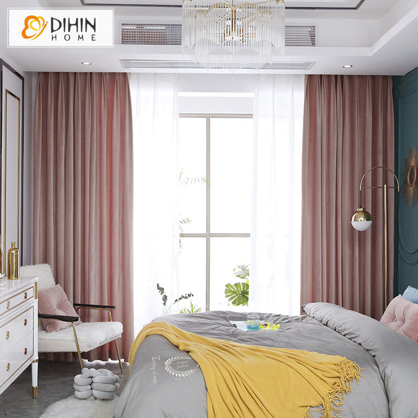 DIHIN HOME European High Quality Velvet Baby Pink Color,Blackout Grommet Window Curtain for Living Room ,52x63-inch,1 Panel Roman Shades Curtains Window Blinds custom curtains blackout curtains curtains for living room sheer curtains curtain fabric linen curtains kitchen curtains velvet curtains pinch pleat curtains bay window curtains outdoor curtains pleated curtains floral curtains dining room curtains kitchen valances drapes for bedroom patio curtains nursery curtains grommet curtains