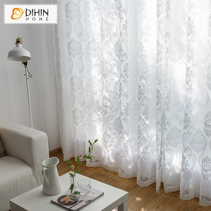 DIHIN HOME European High Quality White Embroidered Sheer Curtain,Grommet Window Curtain for Living Room ,52x63-inch,1 Panel Roman Shades Curtains Window Blinds custom curtains blackout curtains curtains for living room sheer curtains curtain fabric linen curtains kitchen curtains velvet curtains pinch pleat curtains bay window curtains outdoor curtains pleated curtains floral curtains dining room curtains kitchen valances drapes for bedroom patio curtains nursery curtains grommet curtains