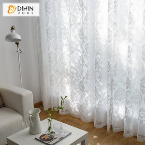 DIHIN HOME European High Quality White Embroidered Sheer Curtain,Grommet Window Curtain for Living Room ,52x63-inch,1 Panel Roman Shades Curtains Window Blinds custom curtains blackout curtains curtains for living room sheer curtains curtain fabric linen curtains kitchen curtains velvet curtains pinch pleat curtains bay window curtains outdoor curtains pleated curtains floral curtains dining room curtains kitchen valances drapes for bedroom patio curtains nursery curtains grommet curtains