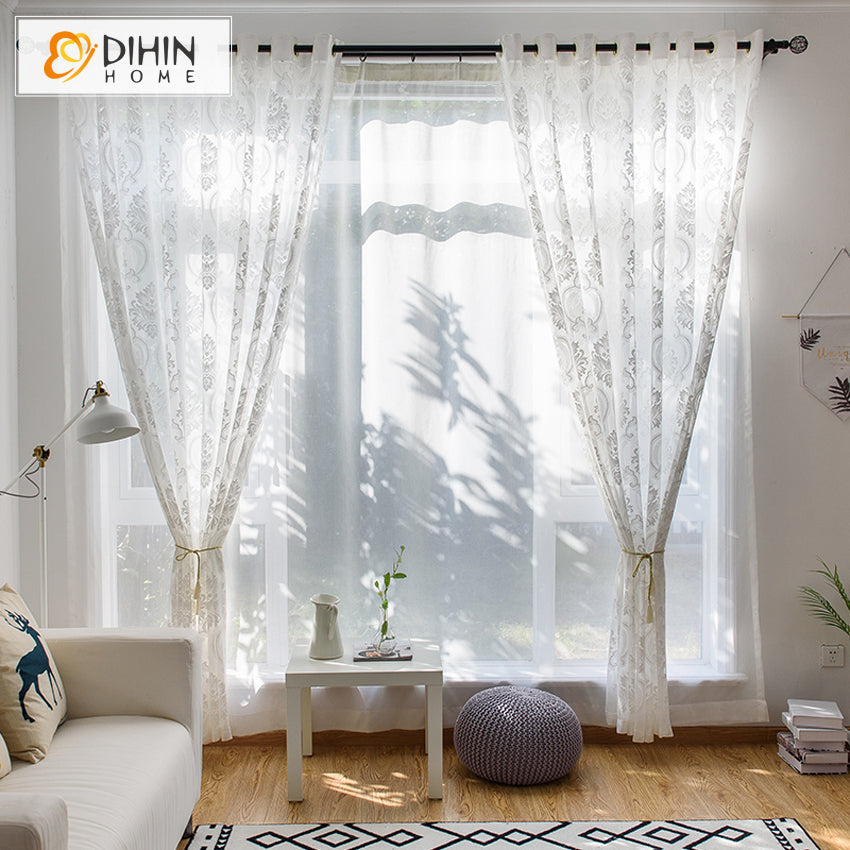 DIHIN HOME European High Quality White Embroidered Sheer Curtain,Grommet Window Curtain for Living Room ,52x63-inch,1 Panel Roman Shades Curtains Window Blinds custom curtains blackout curtains curtains for living room sheer curtains curtain fabric linen curtains kitchen curtains velvet curtains pinch pleat curtains bay window curtains outdoor curtains pleated curtains floral curtains dining room curtains kitchen valances drapes for bedroom patio curtains nursery curtains grommet curtains