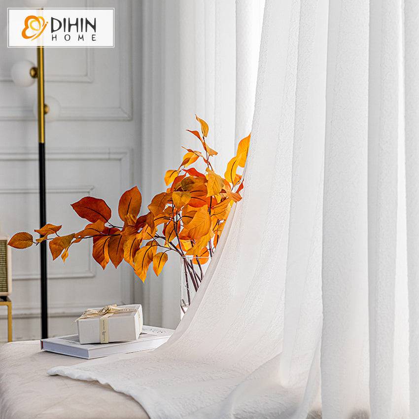 DIHIN HOME European High Quality White Jacquard Sheer Curtain,Grommet Window Curtain for Living Room ,52x63-inch,1 Panel Roman Shades Curtains Window Blinds custom curtains blackout curtains curtains for living room sheer curtains curtain fabric linen curtains kitchen curtains velvet curtains pinch pleat curtains bay window curtains outdoor curtains pleated curtains floral curtains dining room curtains kitchen valances drapes for bedroom patio curtains nursery curtains grommet curtains