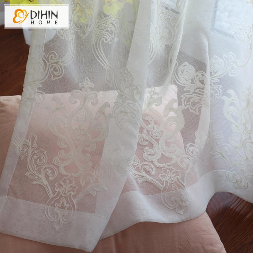 DIHIN HOME European Jacquard Embroidered Sheer Curtain, Grommet Window Curtain for Living Room ,52x63-inch,1 Panel Roman Shades Curtains Window Blinds custom curtains blackout curtains curtains for living room sheer curtains curtain fabric linen curtains kitchen curtains velvet curtains pinch pleat curtains bay window curtains outdoor curtains pleated curtains floral curtains dining room curtains kitchen valances drapes for bedroom patio curtains nursery curtains grommet curtains