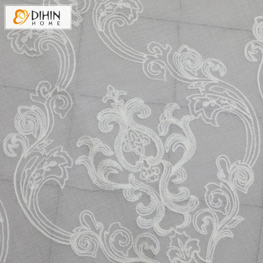 DIHIN HOME European Jacquard Embroidered Sheer Curtain, Grommet Window Curtain for Living Room ,52x63-inch,1 Panel Roman Shades Curtains Window Blinds custom curtains blackout curtains curtains for living room sheer curtains curtain fabric linen curtains kitchen curtains velvet curtains pinch pleat curtains bay window curtains outdoor curtains pleated curtains floral curtains dining room curtains kitchen valances drapes for bedroom patio curtains nursery curtains grommet curtains