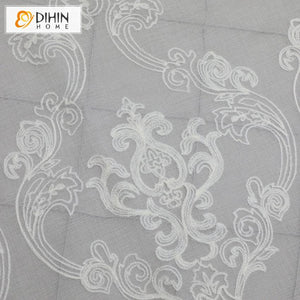 DIHIN HOME European Jacquard Embroidered Sheer Curtain, Grommet Window Curtain for Living Room ,52x63-inch,1 Panel Roman Shades Curtains Window Blinds custom curtains blackout curtains curtains for living room sheer curtains curtain fabric linen curtains kitchen curtains velvet curtains pinch pleat curtains bay window curtains outdoor curtains pleated curtains floral curtains dining room curtains kitchen valances drapes for bedroom patio curtains nursery curtains grommet curtains