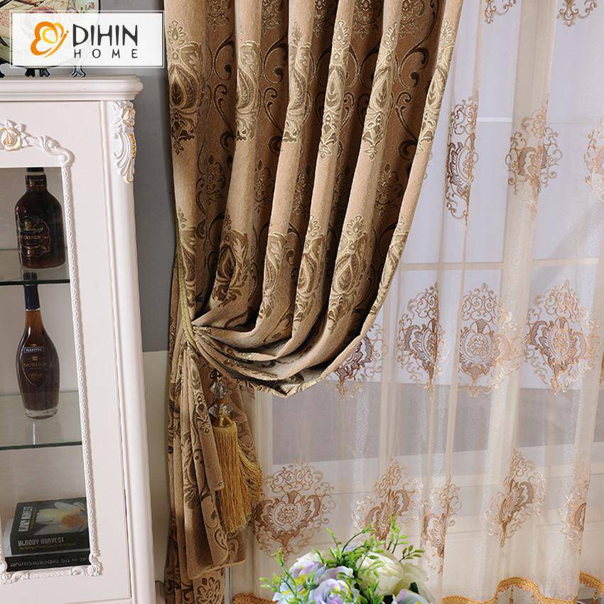 DIHIN HOME European Jacquard Sytle Thickness Fabric,Blackout Grommet Window Curtain for Living Room ,52x63-inch,1 Panel Roman Shades Curtains Window Blinds custom curtains blackout curtains curtains for living room sheer curtains curtain fabric linen curtains kitchen curtains velvet curtains pinch pleat curtains bay window curtains outdoor curtains pleated curtains floral curtains dining room curtains kitchen valances drapes for bedroom patio curtains nursery curtains grommet curtains