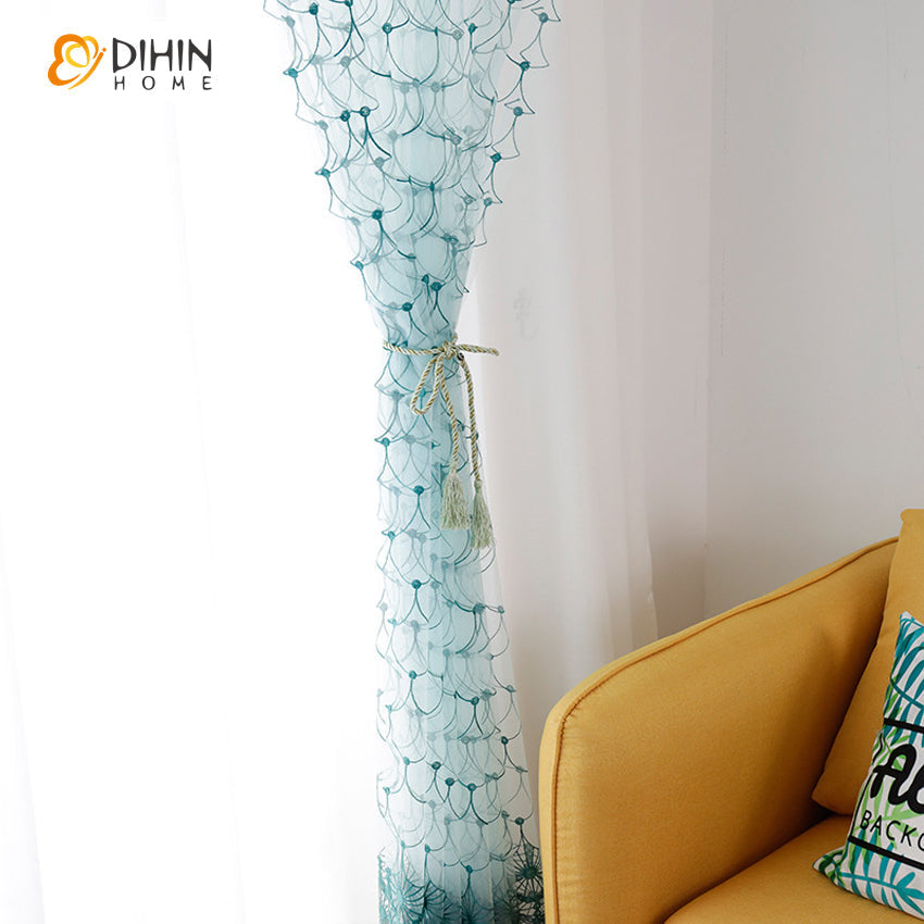DIHIN HOME European Luxury Abstract Geometric Embroidered Sheer Curtain,Grommet Window Curtain for Living Room ,52x63-inch,1 Panel Roman Shades Curtains Window Blinds custom curtains blackout curtains curtains for living room sheer curtains curtain fabric linen curtains kitchen curtains velvet curtains pinch pleat curtains bay window curtains outdoor curtains pleated curtains floral curtains dining room curtains kitchen valances drapes for bedroom patio curtains nursery curtains grommet curtains
